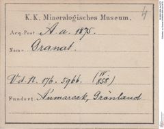 Etiketten zu Granat (NHMW-MIN-Aa1875)